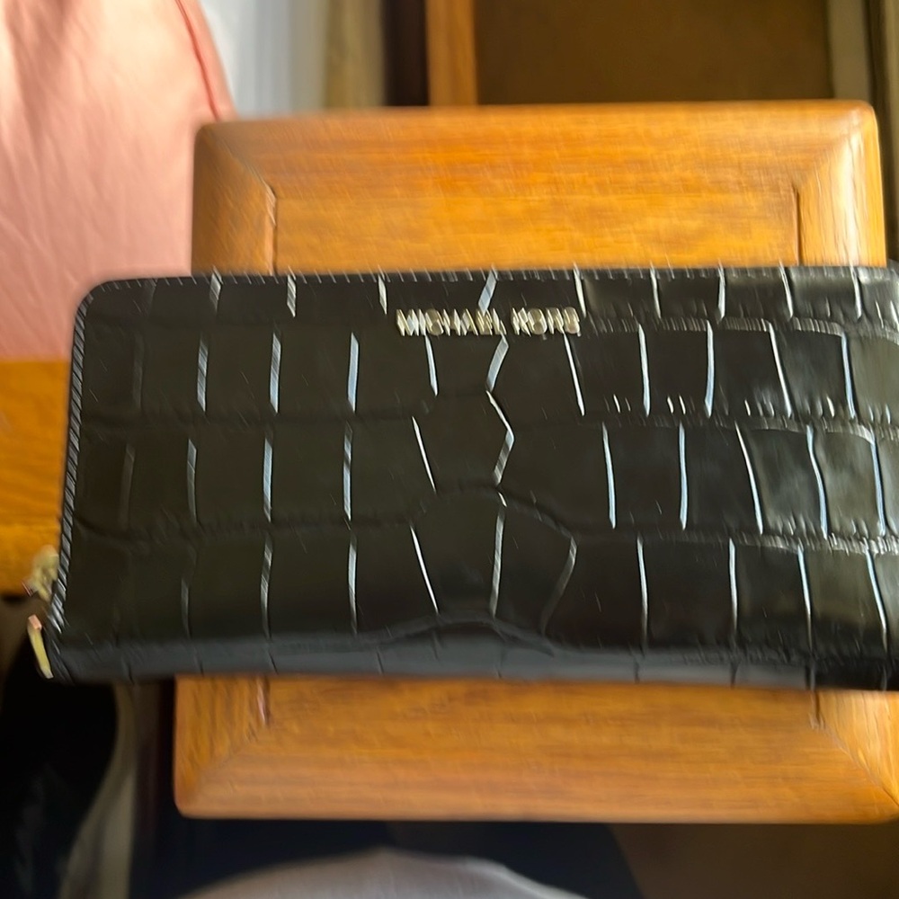 Michael Kors Black Croc-Embossed Clutch